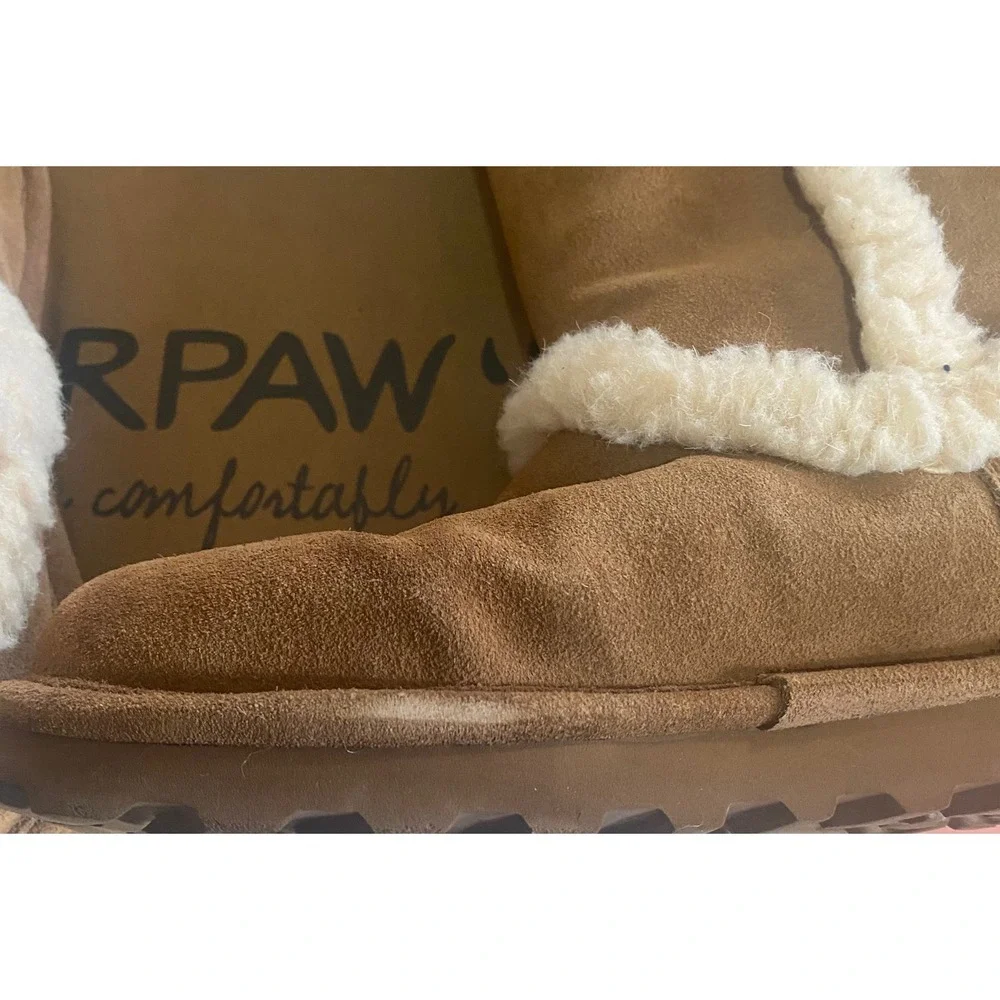 Bearpaw KendallTall Hickory Suede Fur Trim Winter Boots Brown Women's Size 8